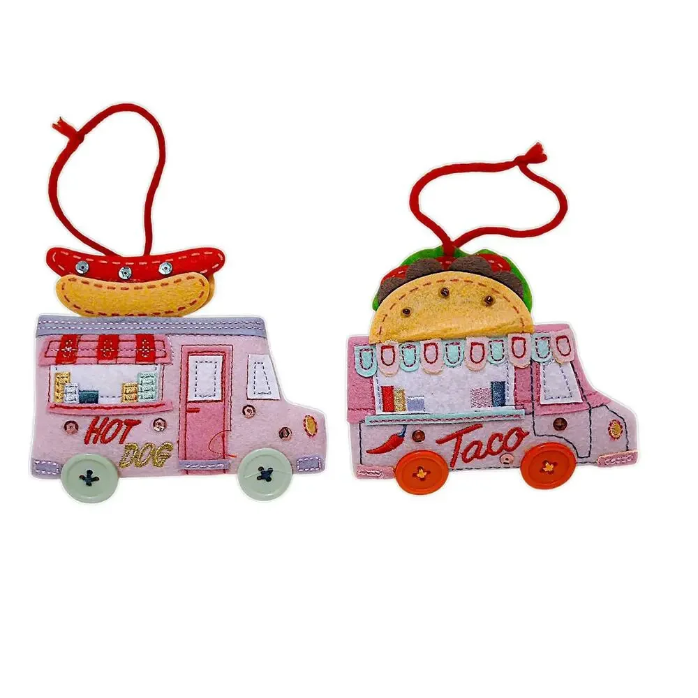 2 Ornaments TARGET 2022 WONDERSHOP Felt Hot Dog & Taco Truck Christmas